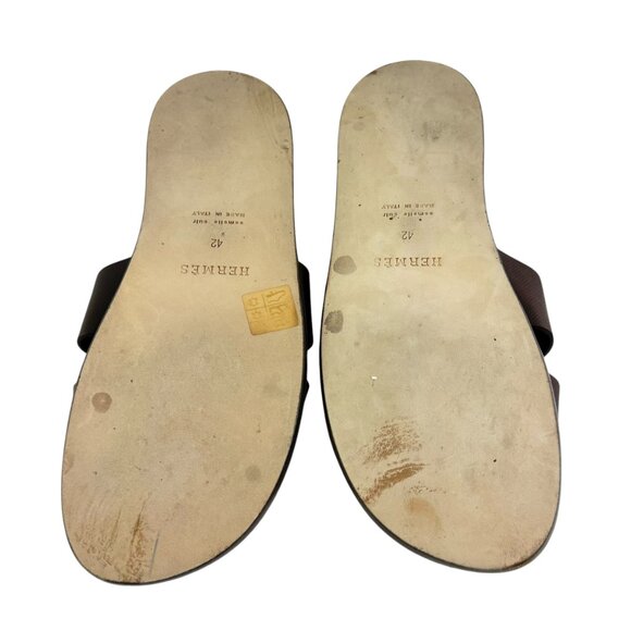 HERMES Brown & Blue Leather Izmir Men\'s Sandals Made in Italy Marked as 42 - 9US main image 5